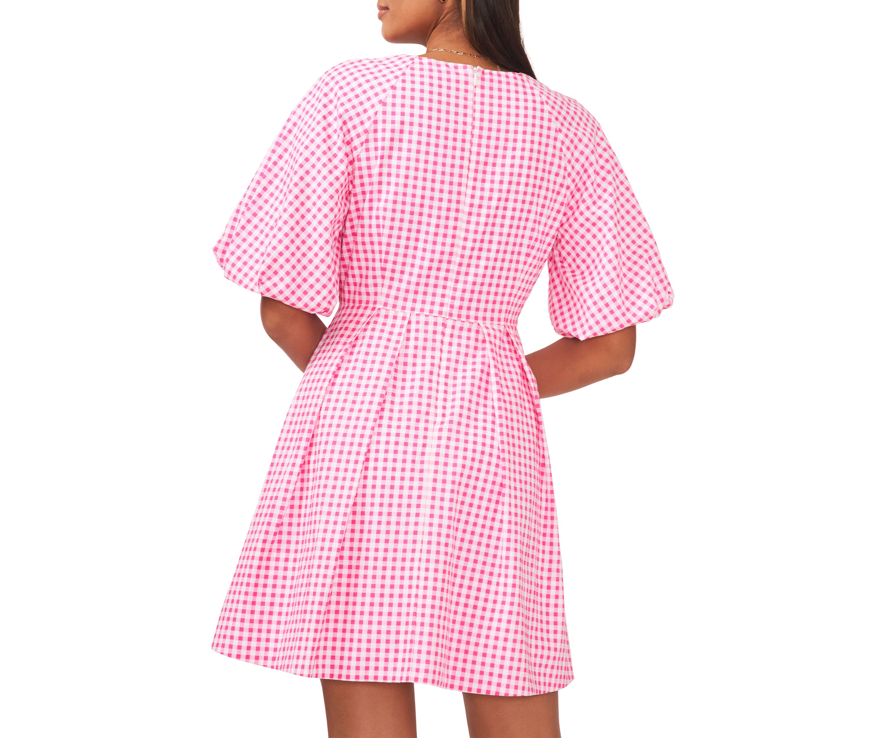 Womens Bubble Sleeve Tiered Printed Dress