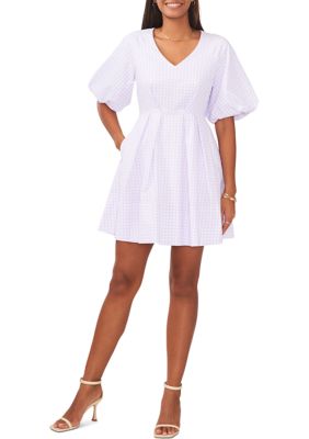 Women's Bubble Sleeve Tiered Printed Dress