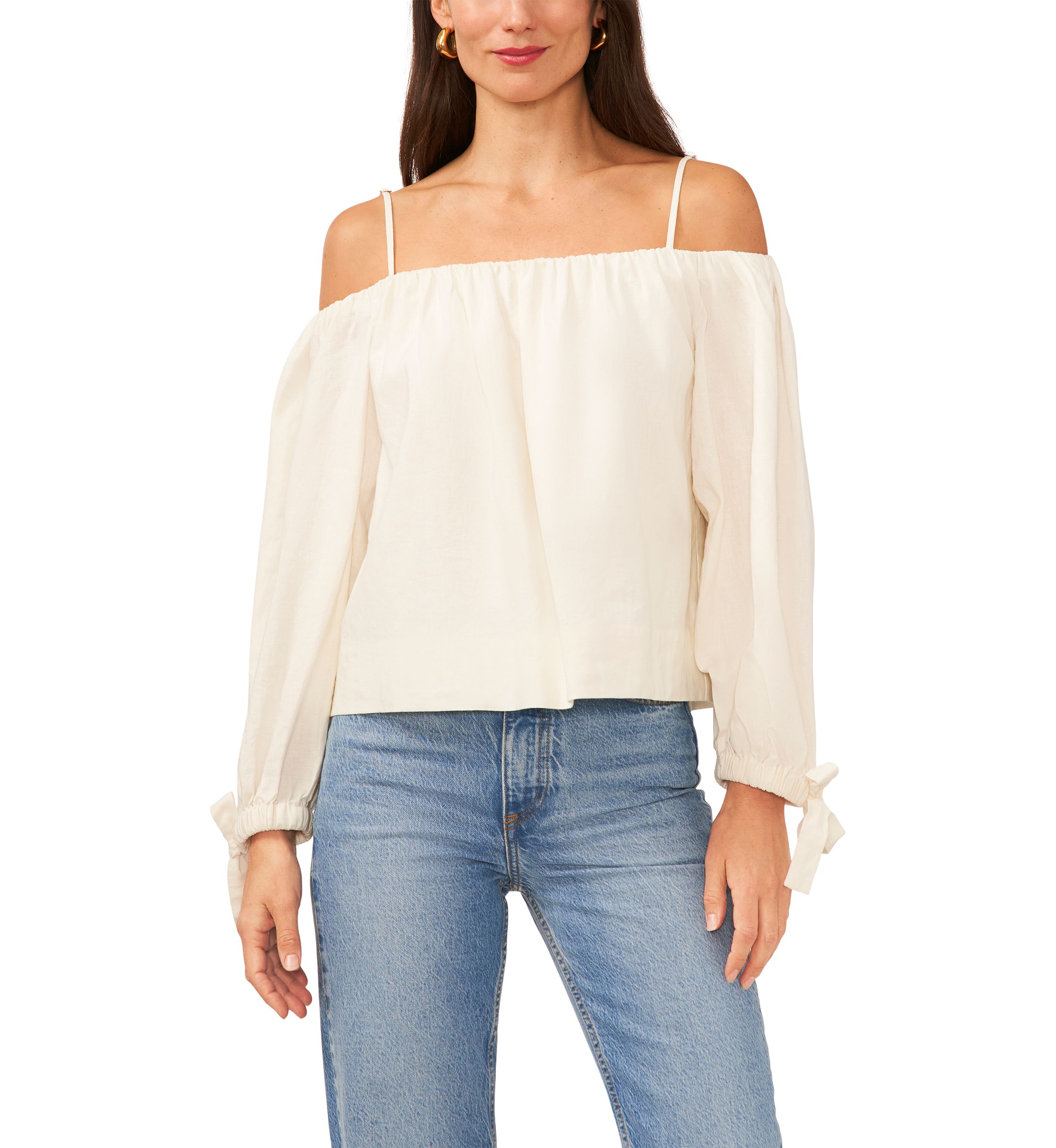 Womens Shoulder Strap Long Sleeve Top