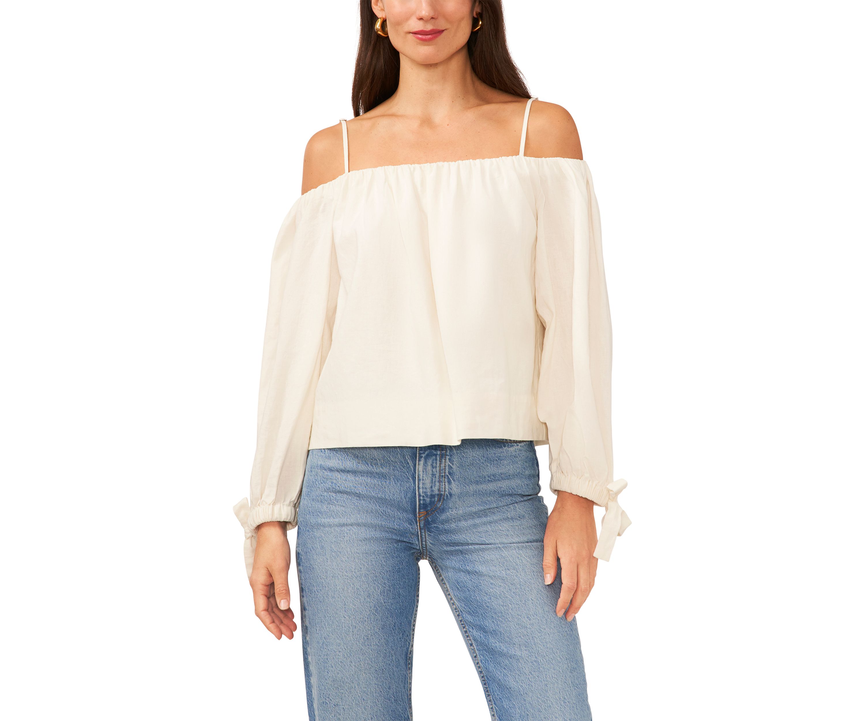 Womens Shoulder Strap Long Sleeve Top