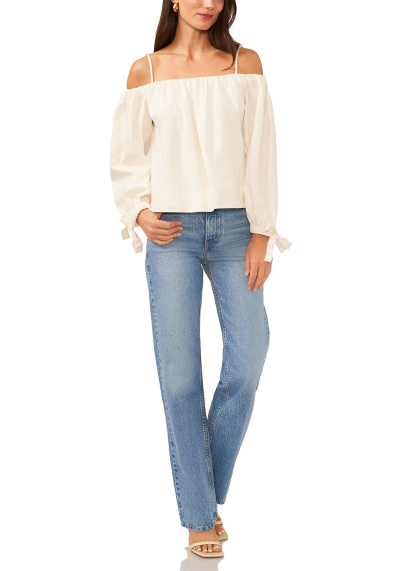 Womens Shoulder Strap Long Sleeve Top
