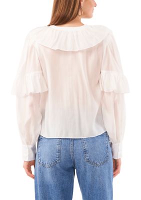 Women's Wide Ruffle Neck Blouse