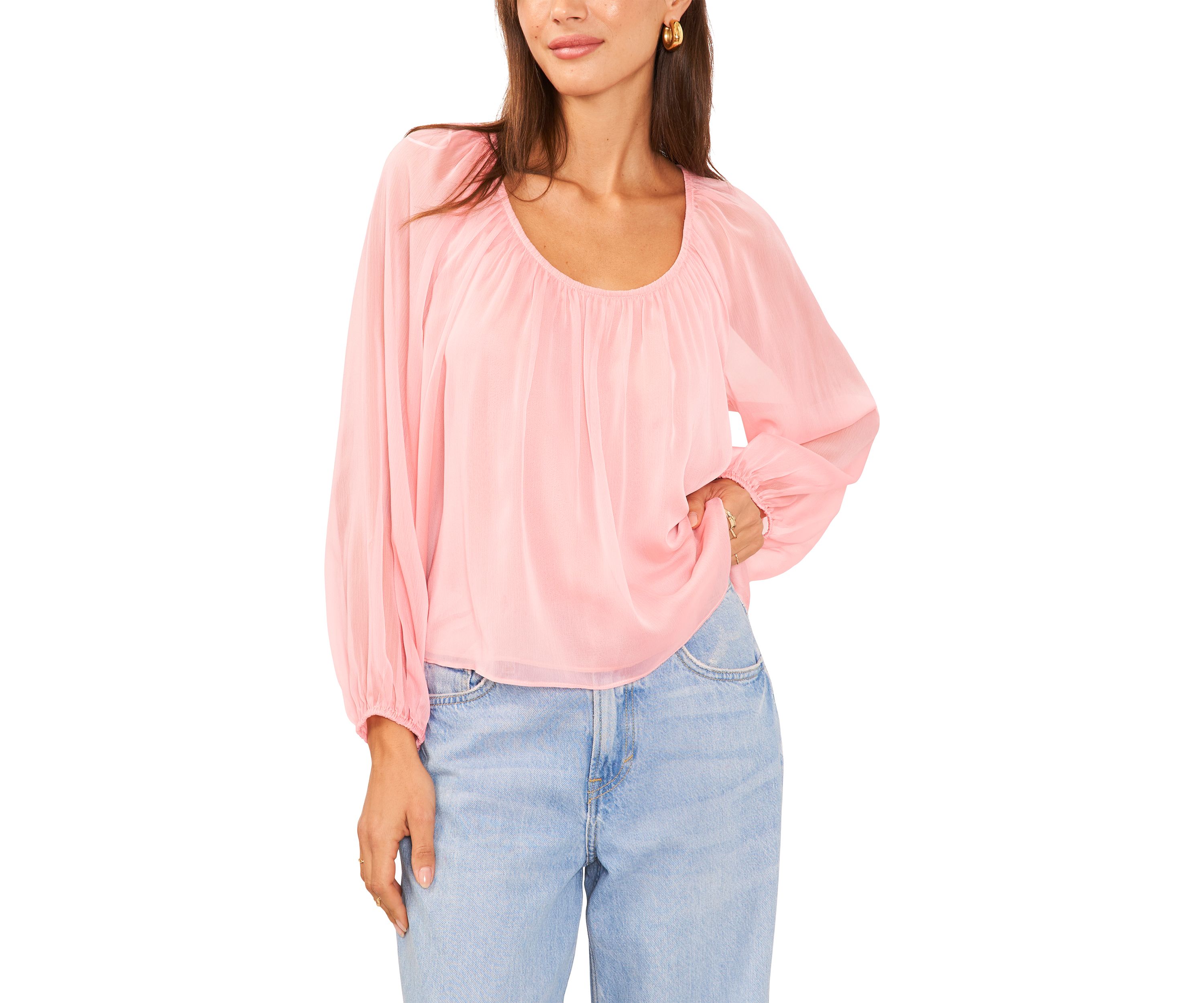 Womens Blouson Sleeve Blouse