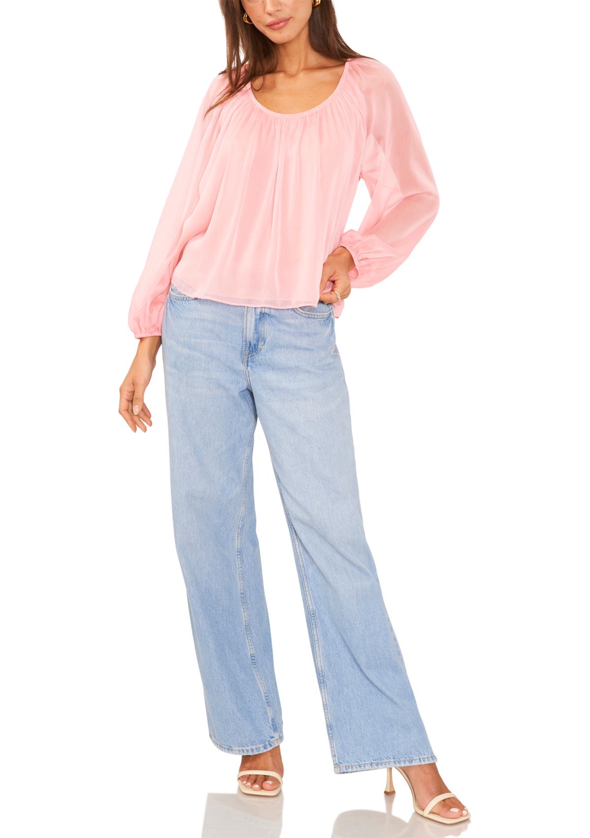Womens Blouson Sleeve Blouse