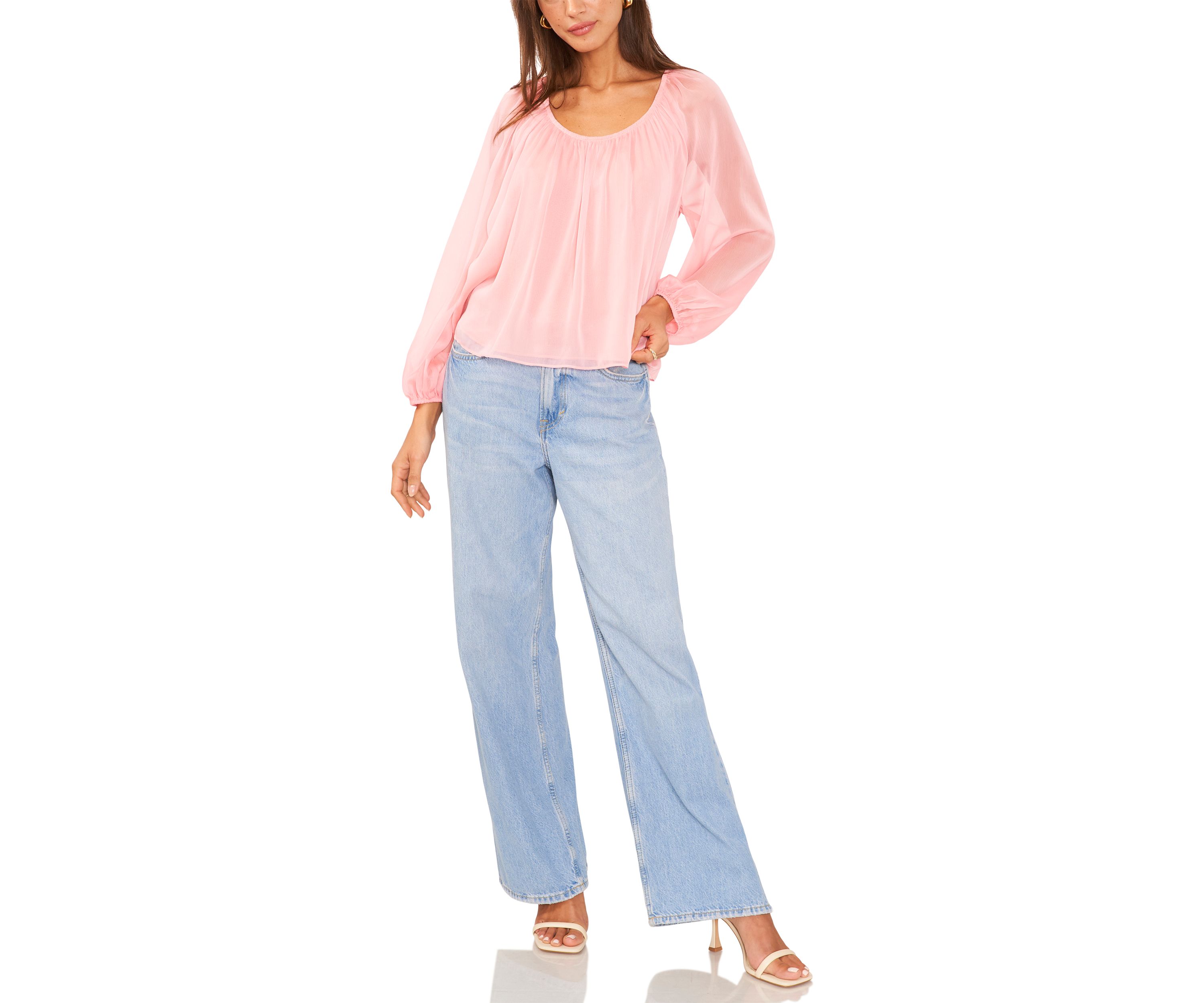 Womens Blouson Sleeve Blouse