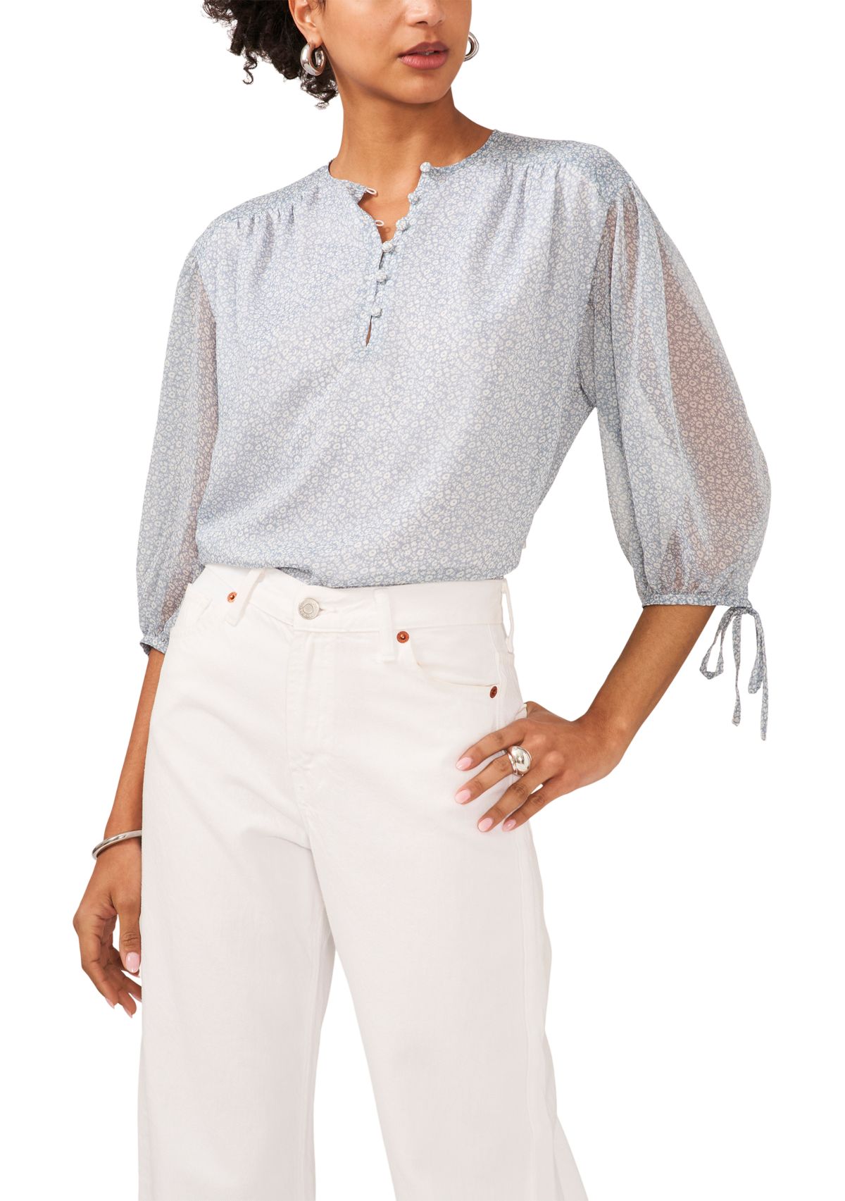 Womens Pintuck Blouse with Ties