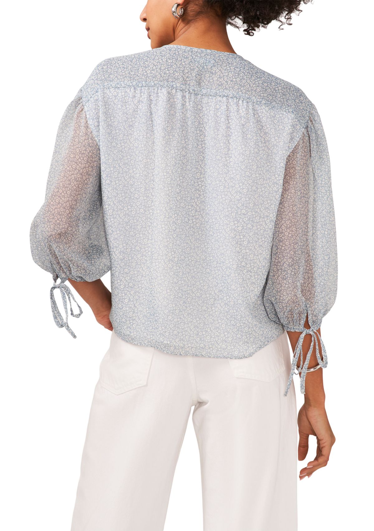 Womens Pintuck Blouse with Ties