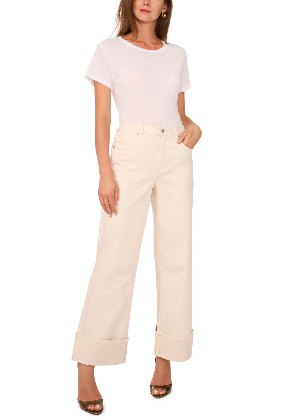 Womens Denim Roll Up Cuff Jeans