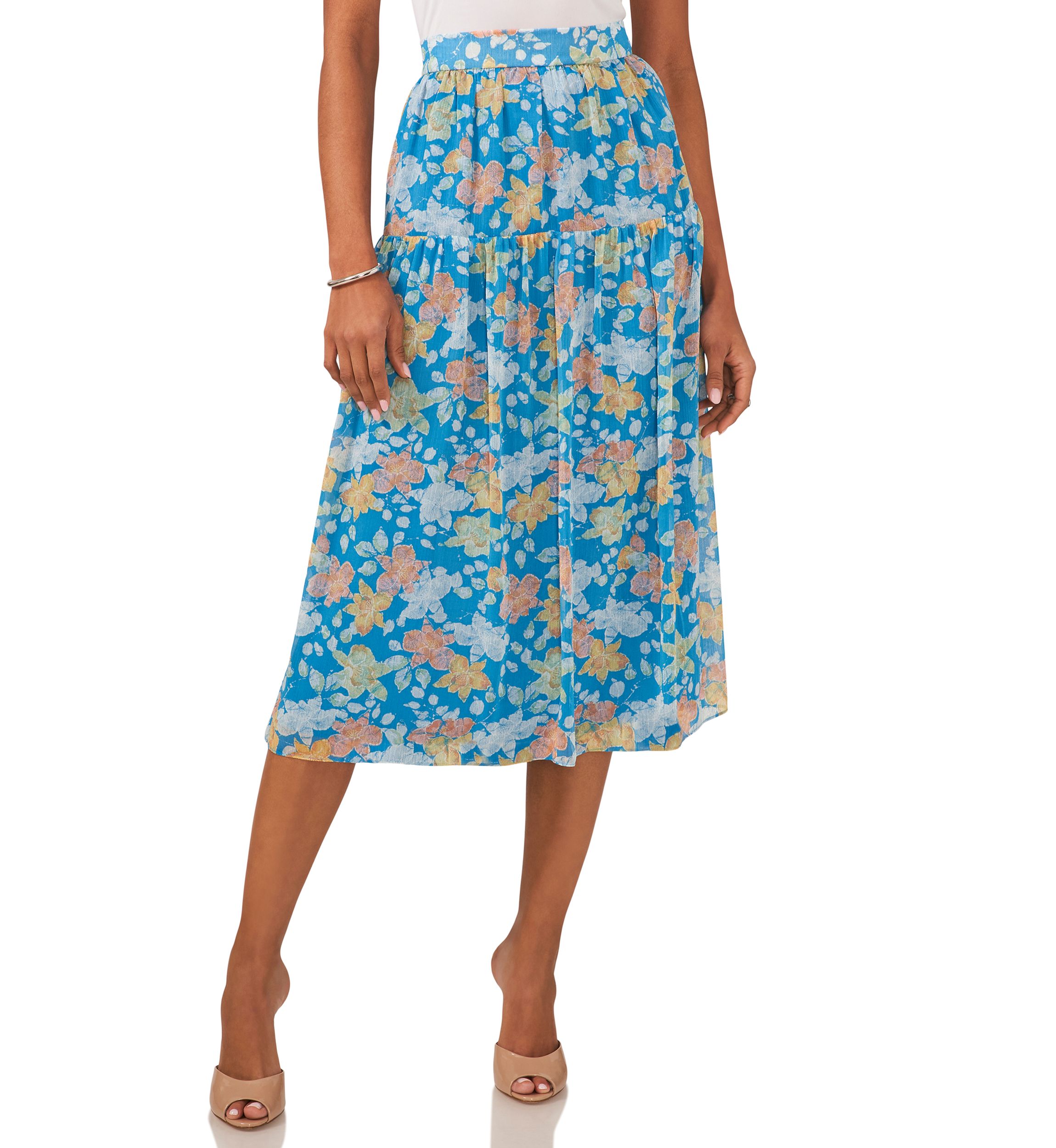 Womens Midi Skirt with Yoke Seam