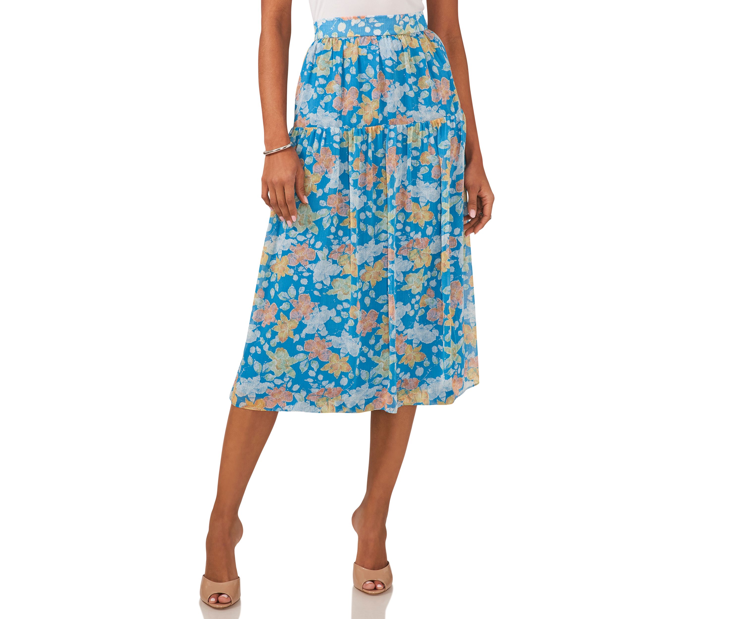 Womens Midi Skirt with Yoke Seam