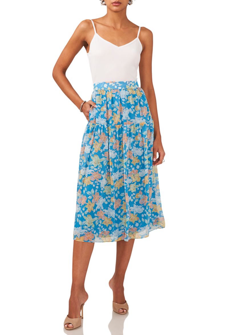 Womens Midi Skirt with Yoke Seam