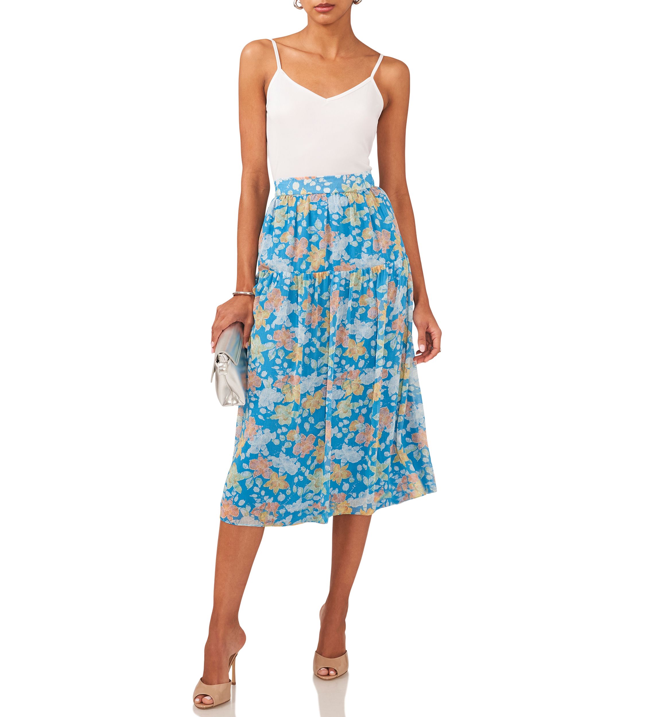 Womens Midi Skirt with Yoke Seam