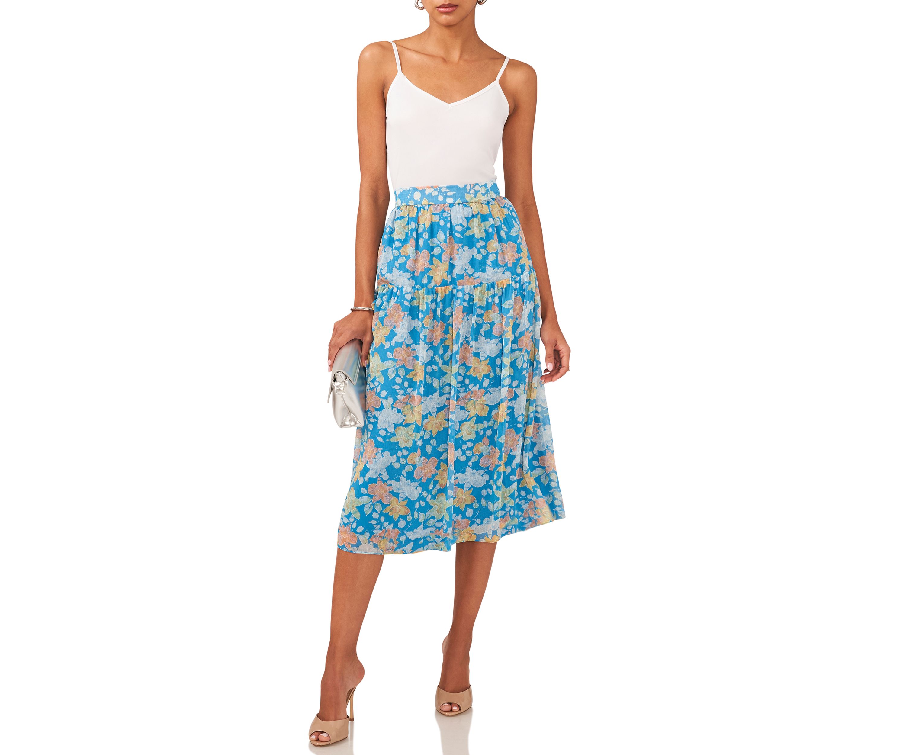 Womens Midi Skirt with Yoke Seam
