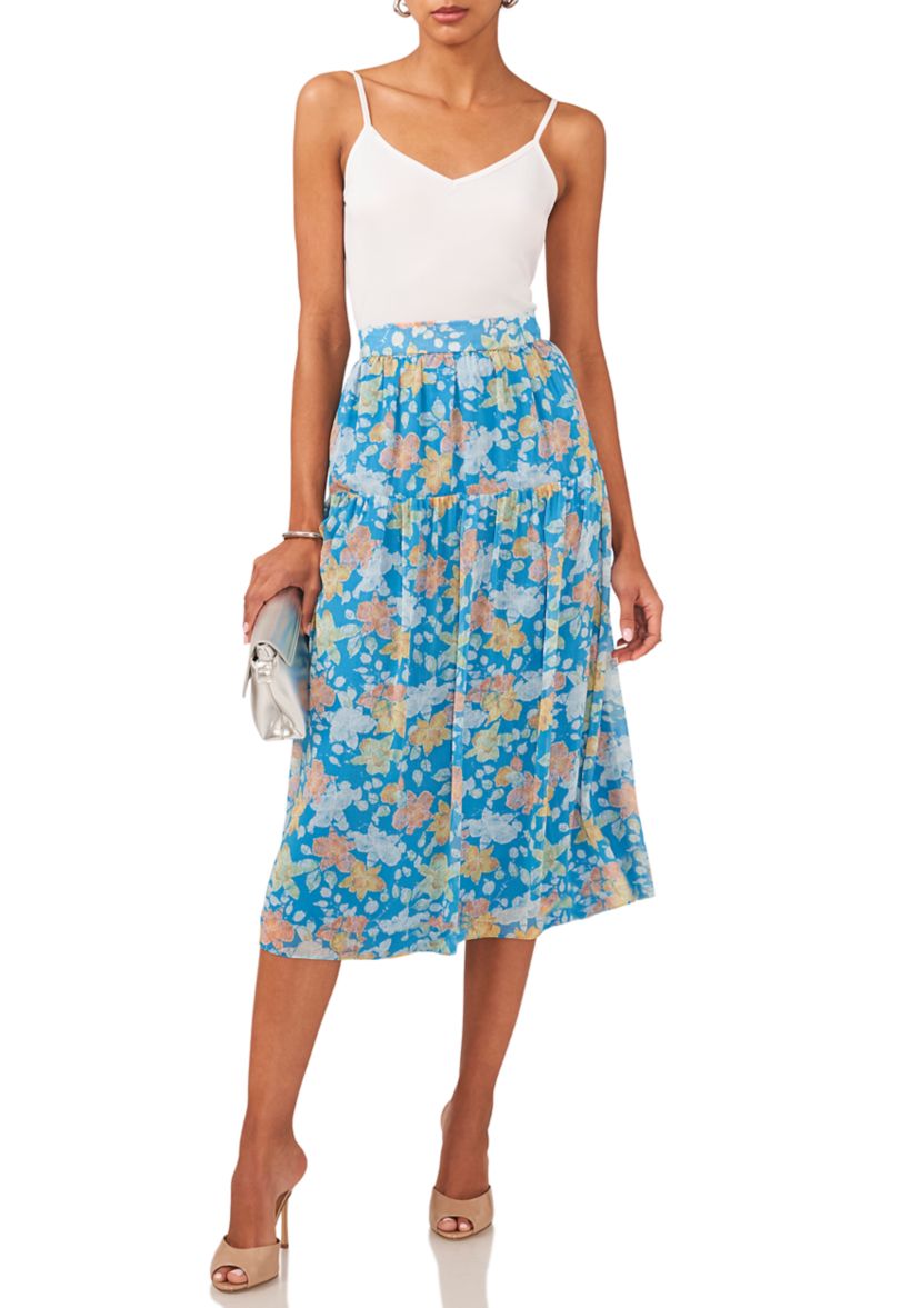 Womens Midi Skirt with Yoke Seam