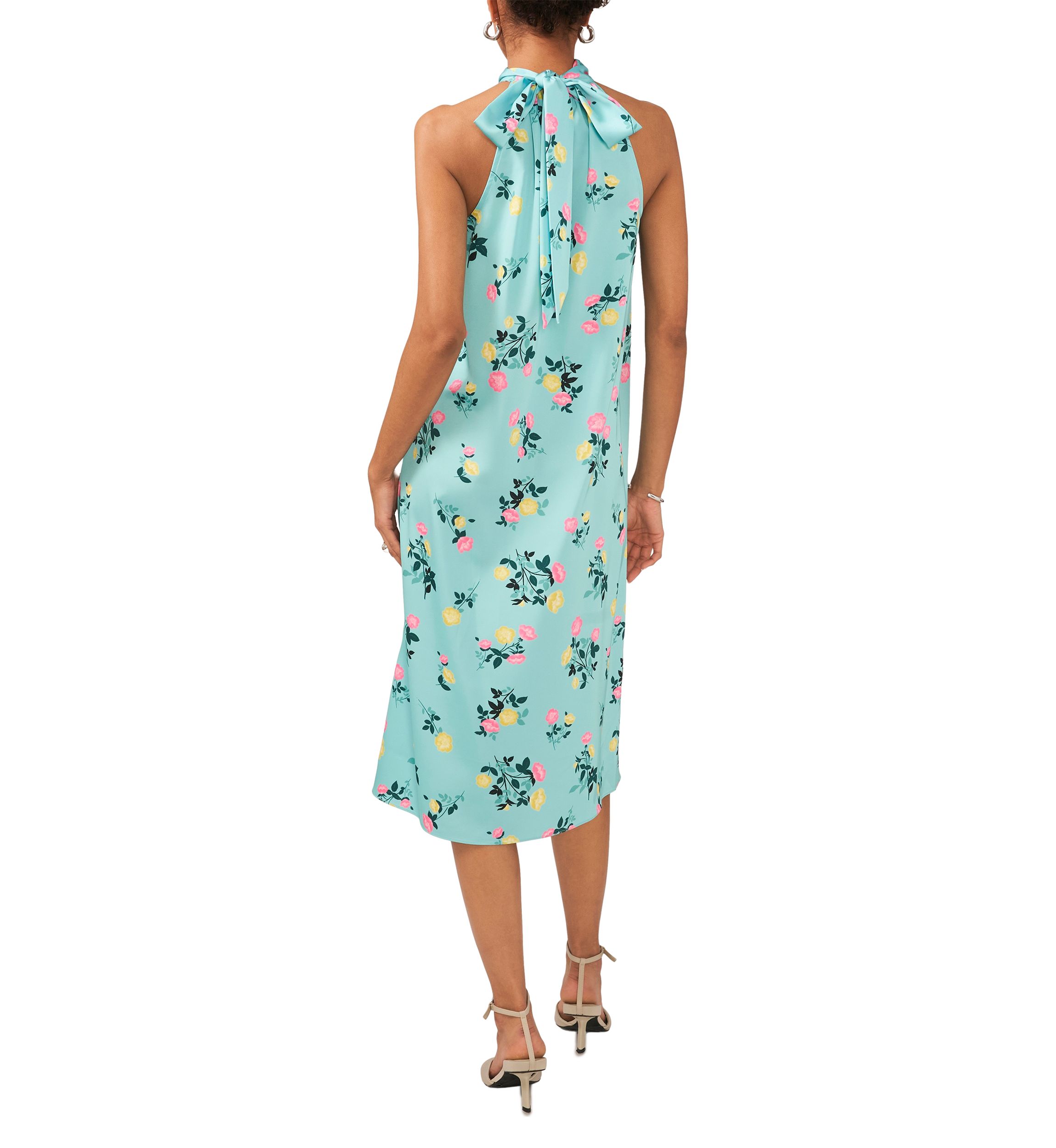 Womens Halter Neck Printed Midi Dress