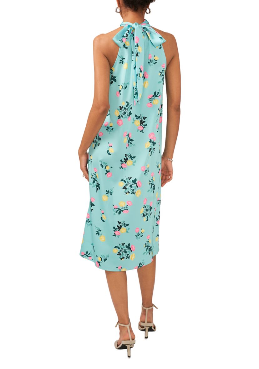 Womens Halter Neck Printed Midi Dress