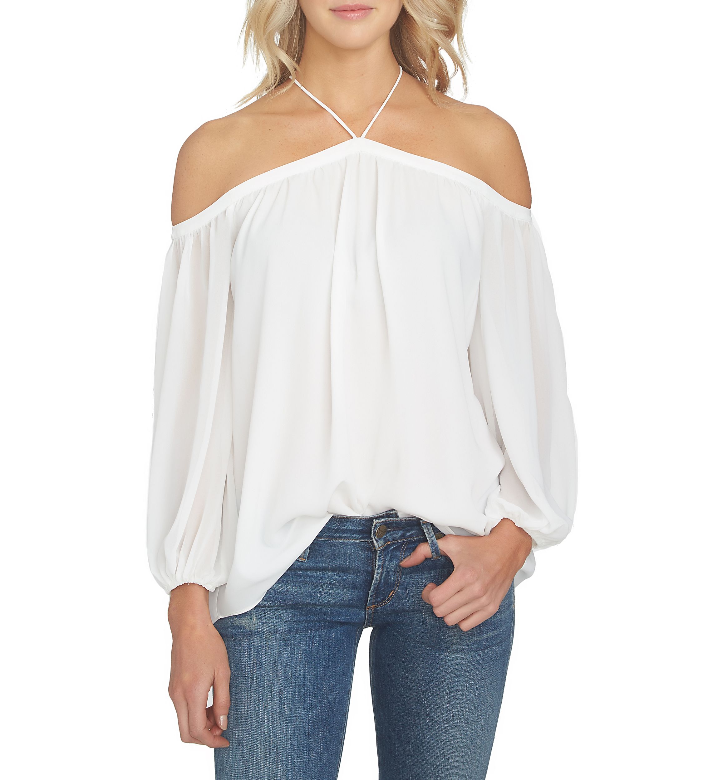 Womens Long Sleeve High Neck Blouse