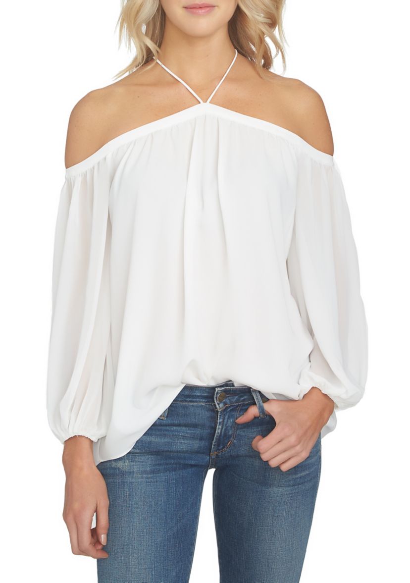 Womens Long Sleeve High Neck Blouse