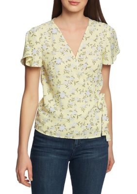 1.State Short Sleeve Printed Wrap Blouse | belk