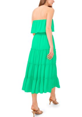 Women's Strapless Ruffle Tiered Maxi Dress