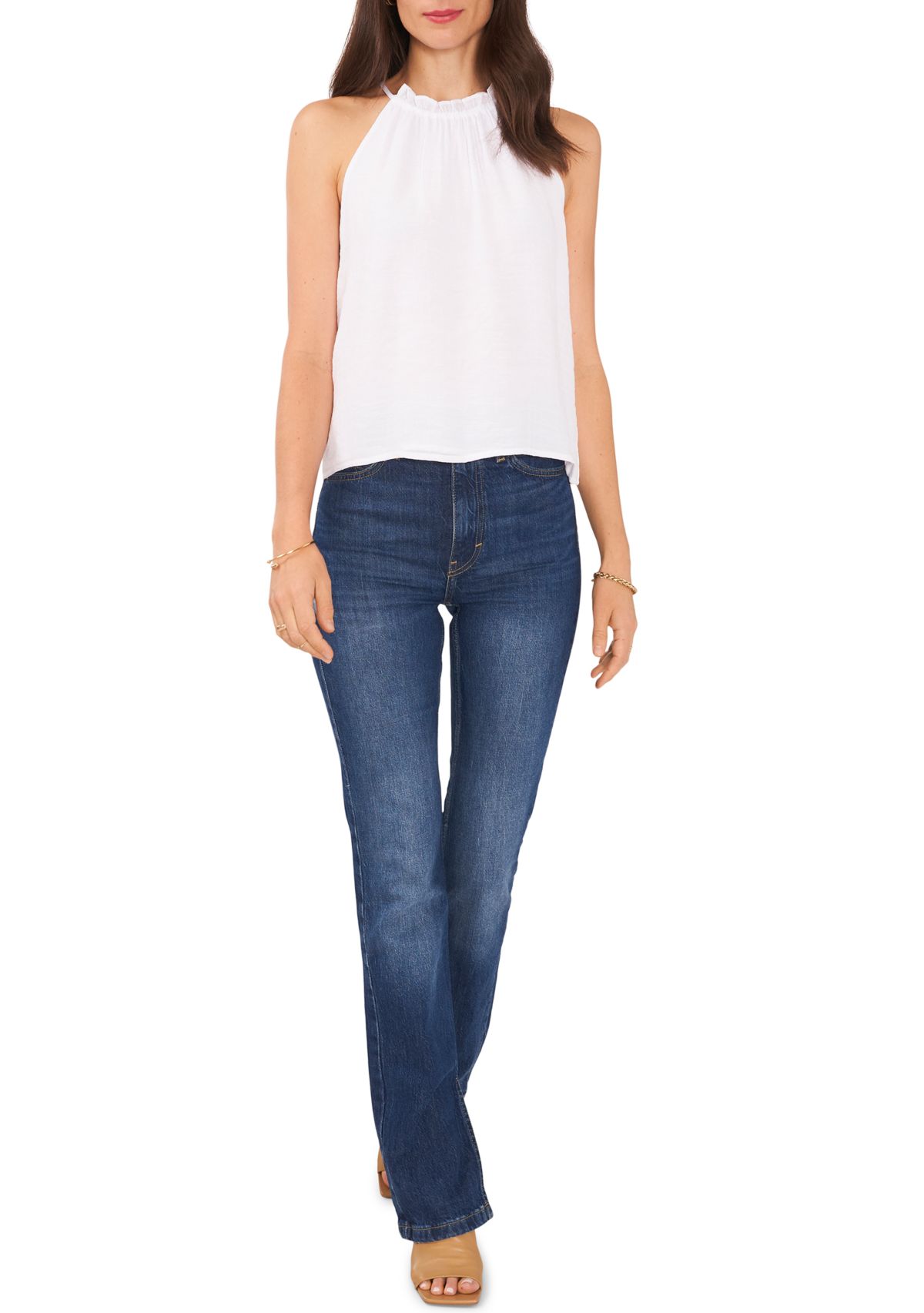 Womens Ruched Halter Neck Top with Elastic Waist