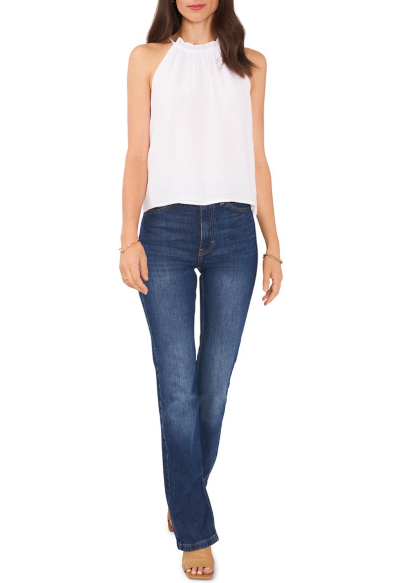 Womens Ruched Halter Neck Top with Elastic Waist