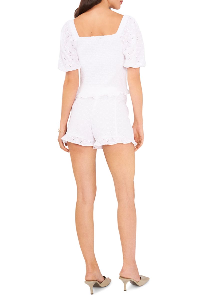 Womens Stitch Front Ruffle Shorts