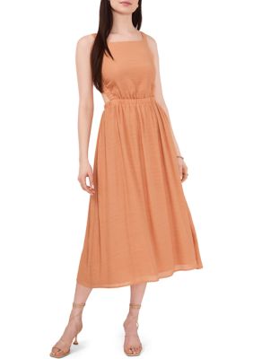 Women's Sleeveless Midi Dress with Back Cutout