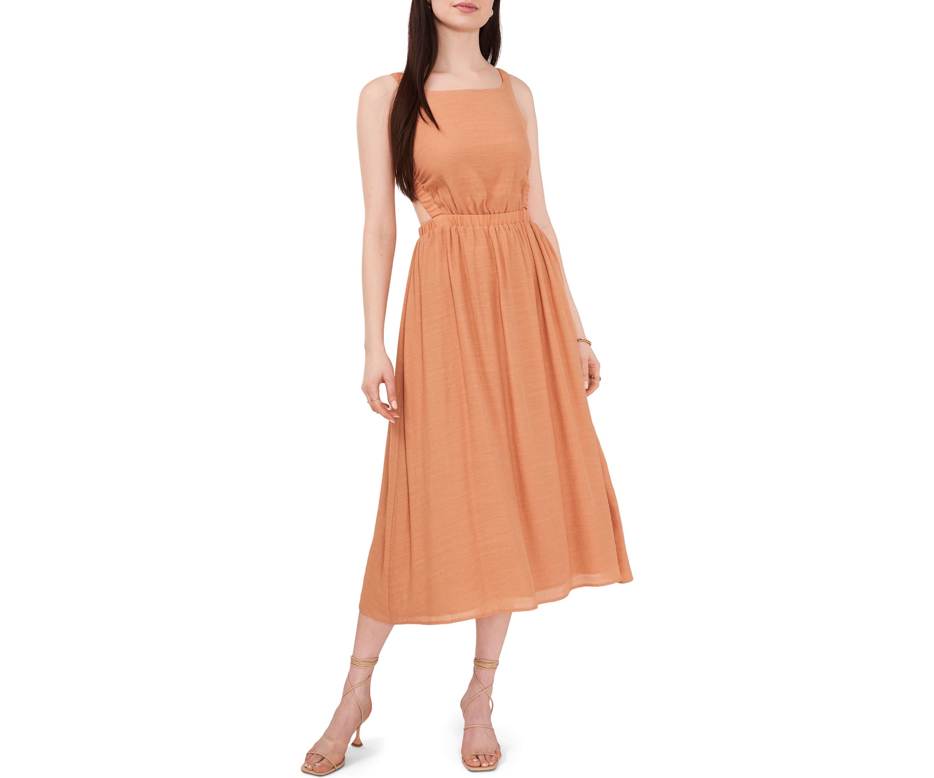 Womens Sleeveless Midi Dress with Back Cutout