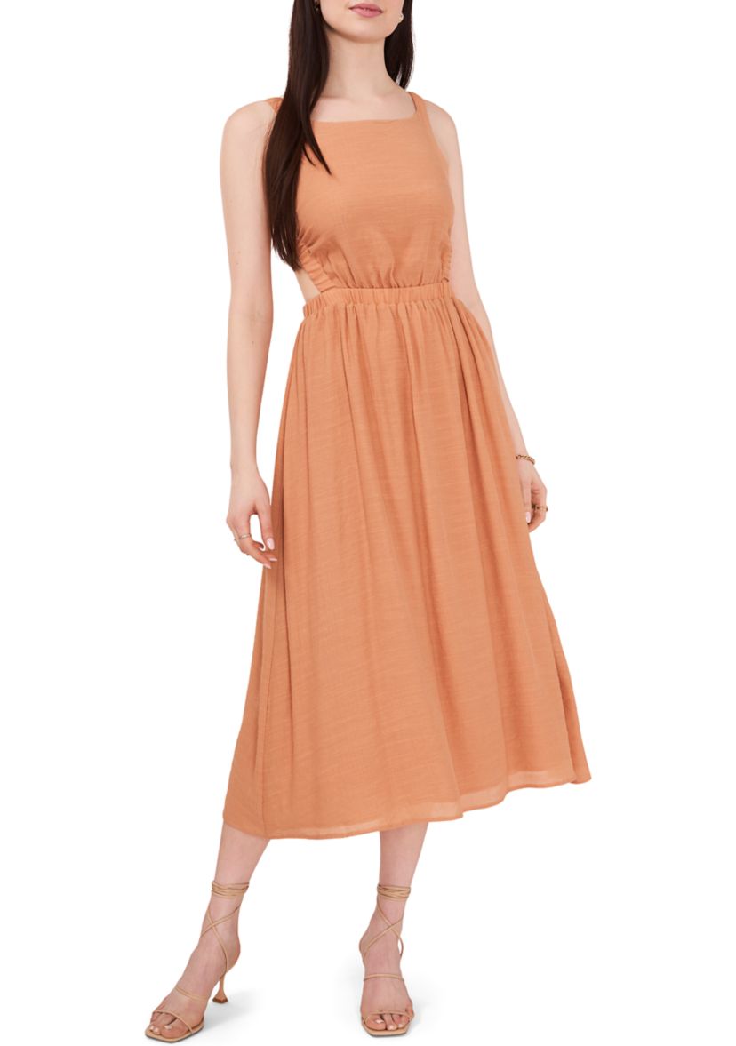 Womens Sleeveless Midi Dress with Back Cutout