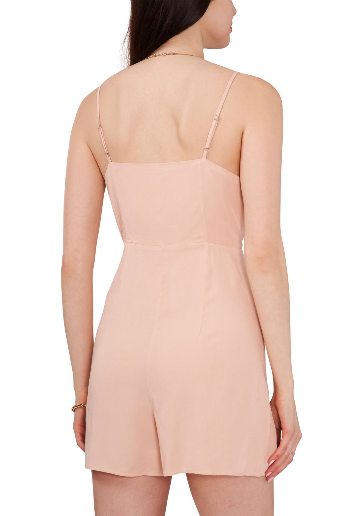 Womens Faux Wrap Front Ruffle Romper