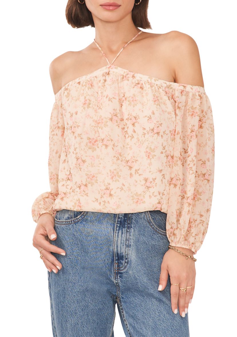 Womens Off the Shoulder Floral Blouse