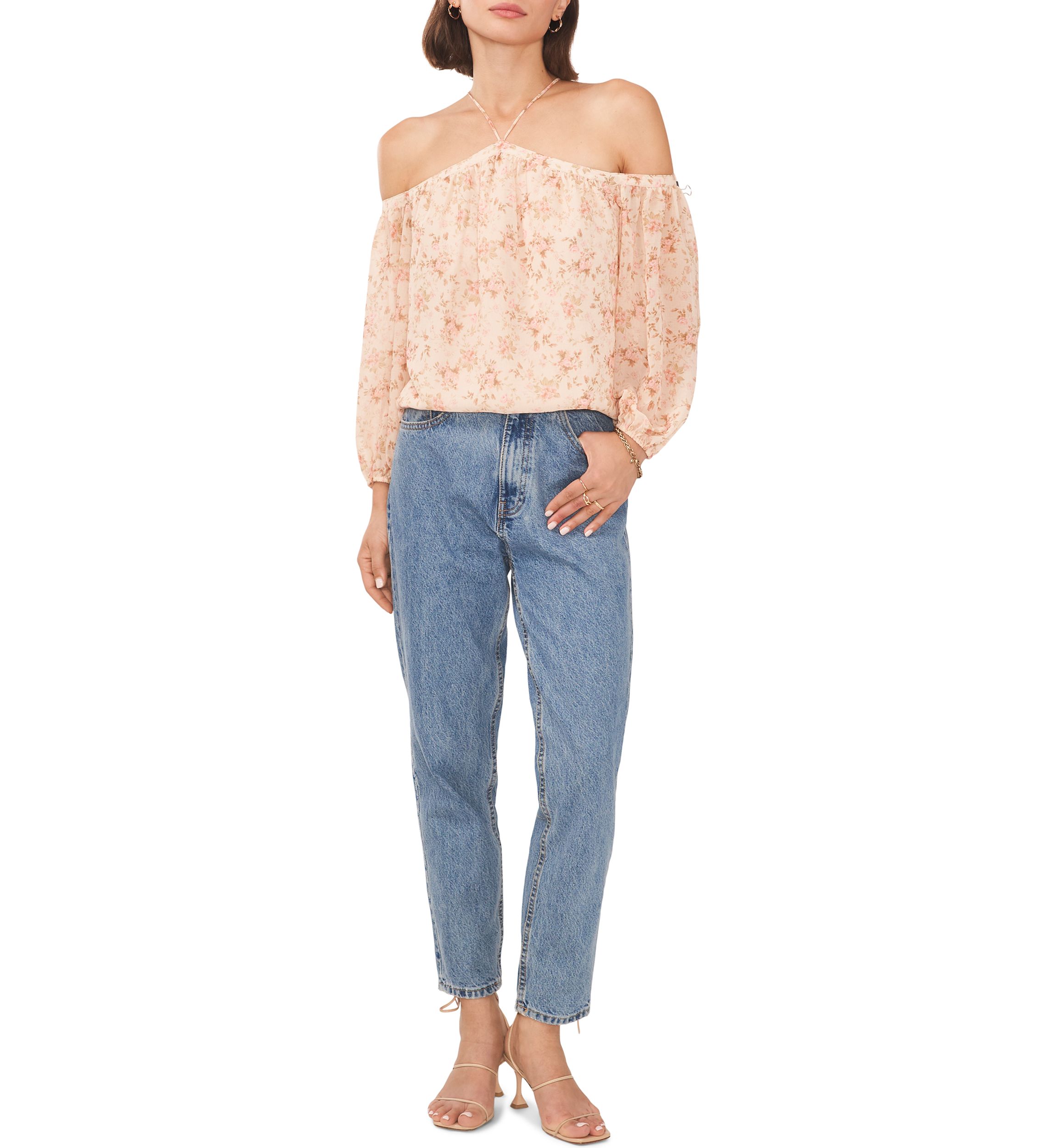 Womens Off the Shoulder Floral Blouse