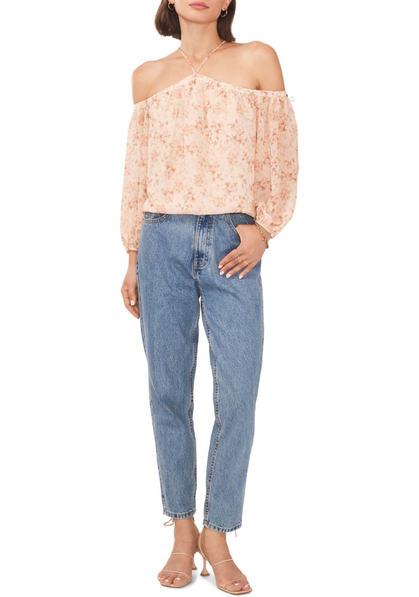 Womens Off the Shoulder Floral Blouse