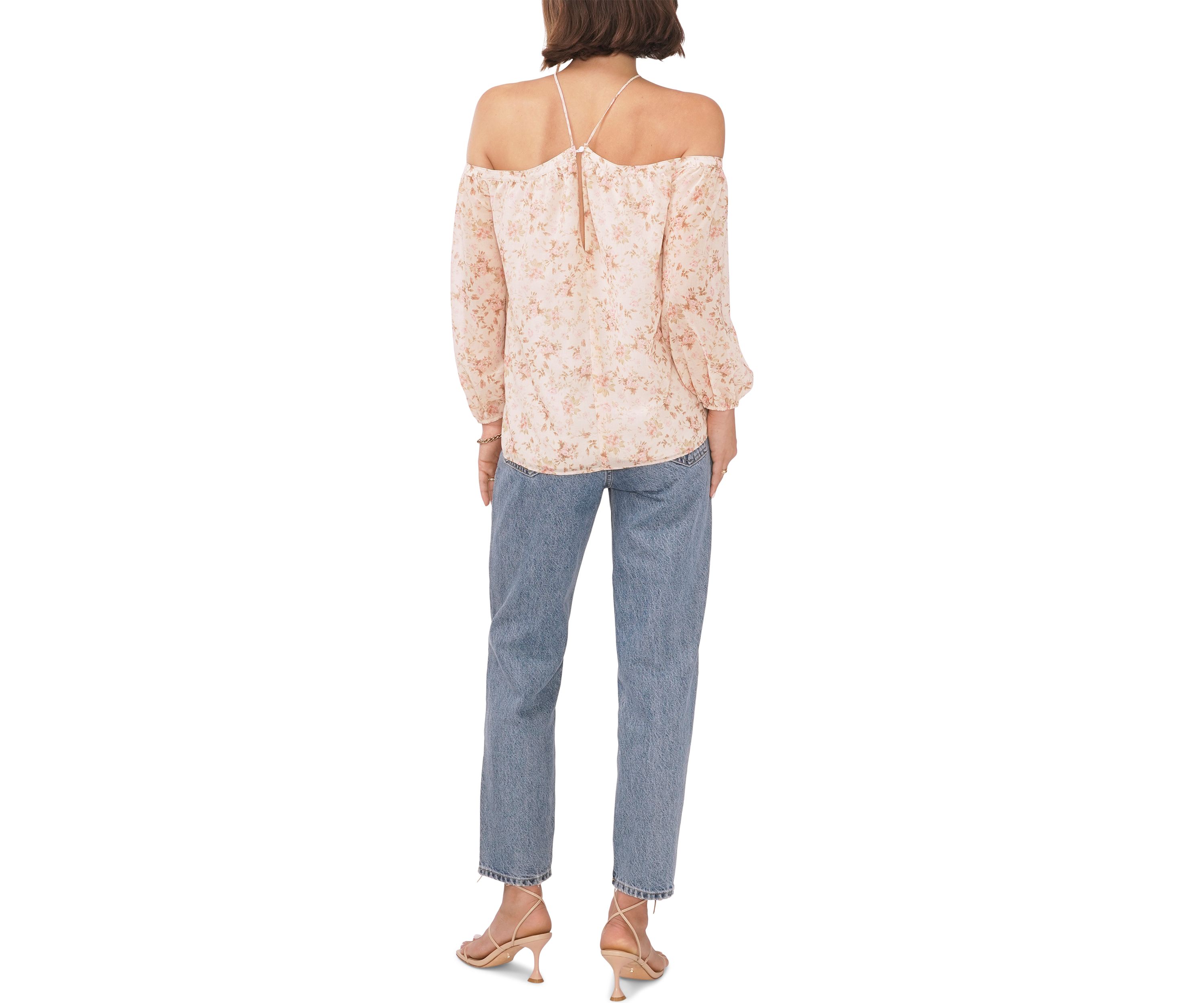 Womens Off the Shoulder Floral Blouse
