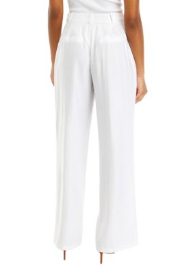 Button Detail Wide Leg Pants