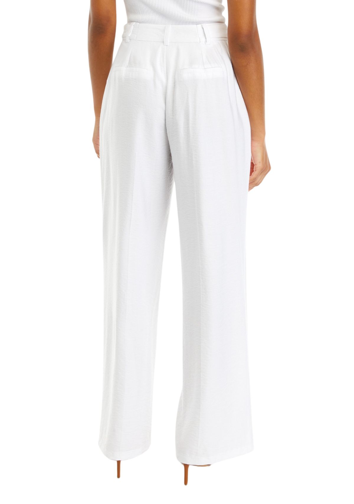 Button Detail Wide Leg Pants