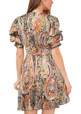 Women's Puff Sleeve Printed Mini Dress