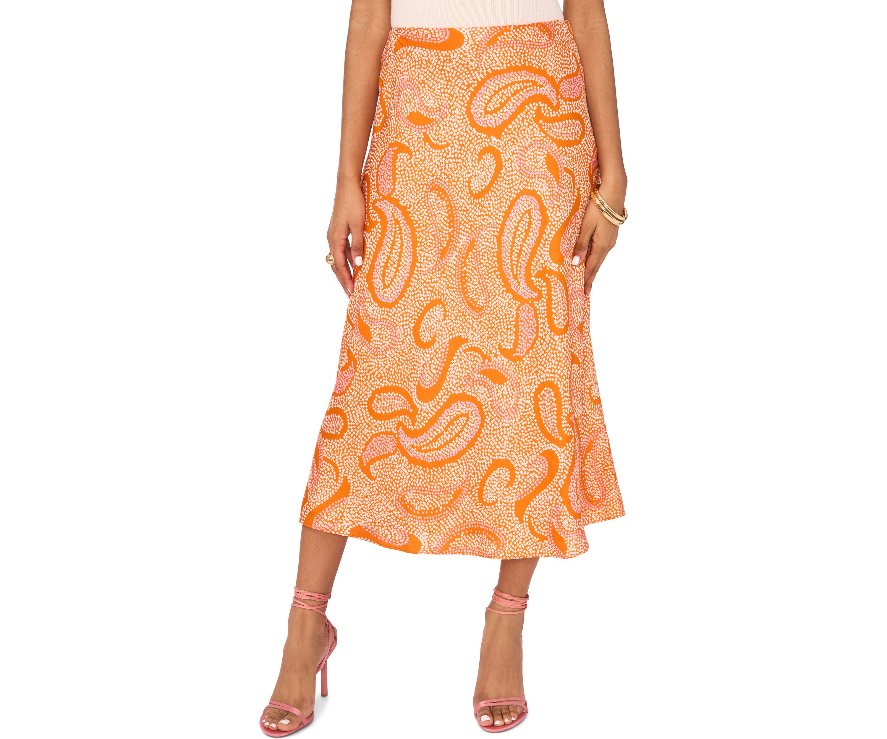 Womens Printed Midi Skirt 