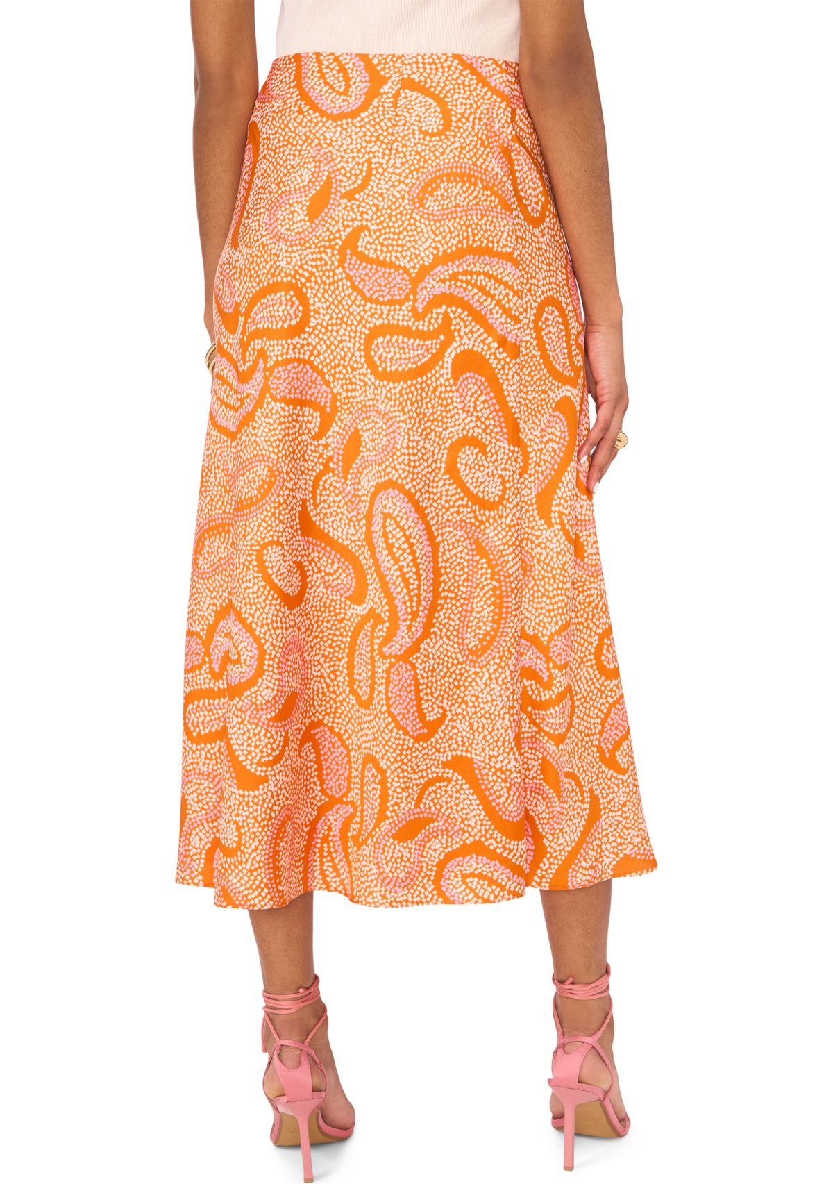 Womens Printed Midi Skirt 
