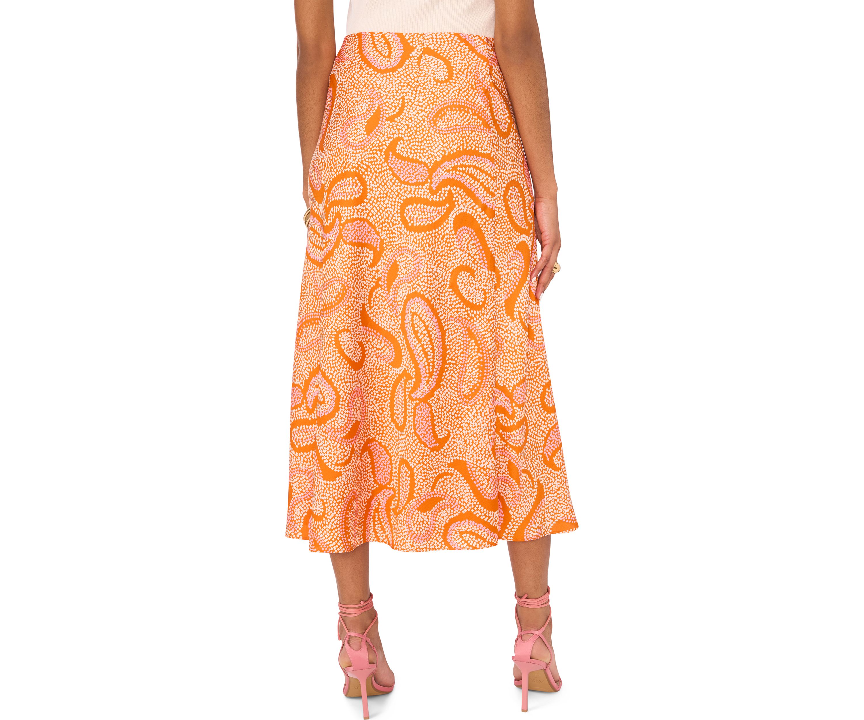 Womens Printed Midi Skirt 