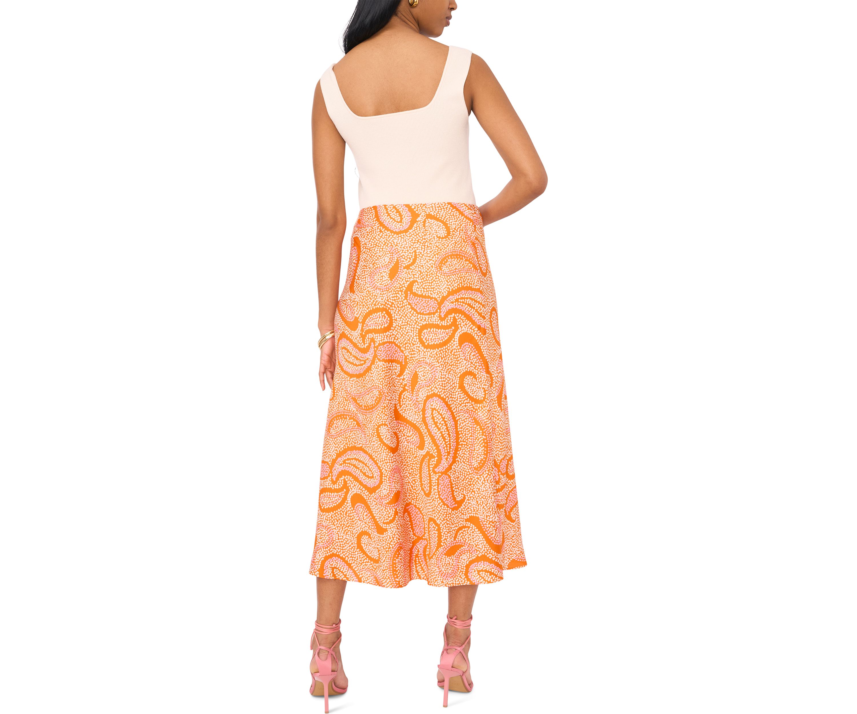 Womens Printed Midi Skirt 