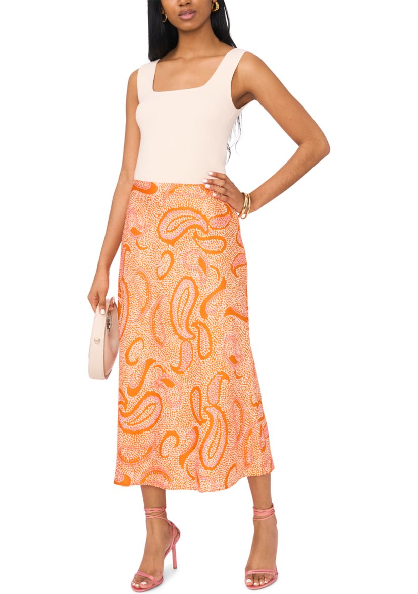 Womens Printed Midi Skirt 