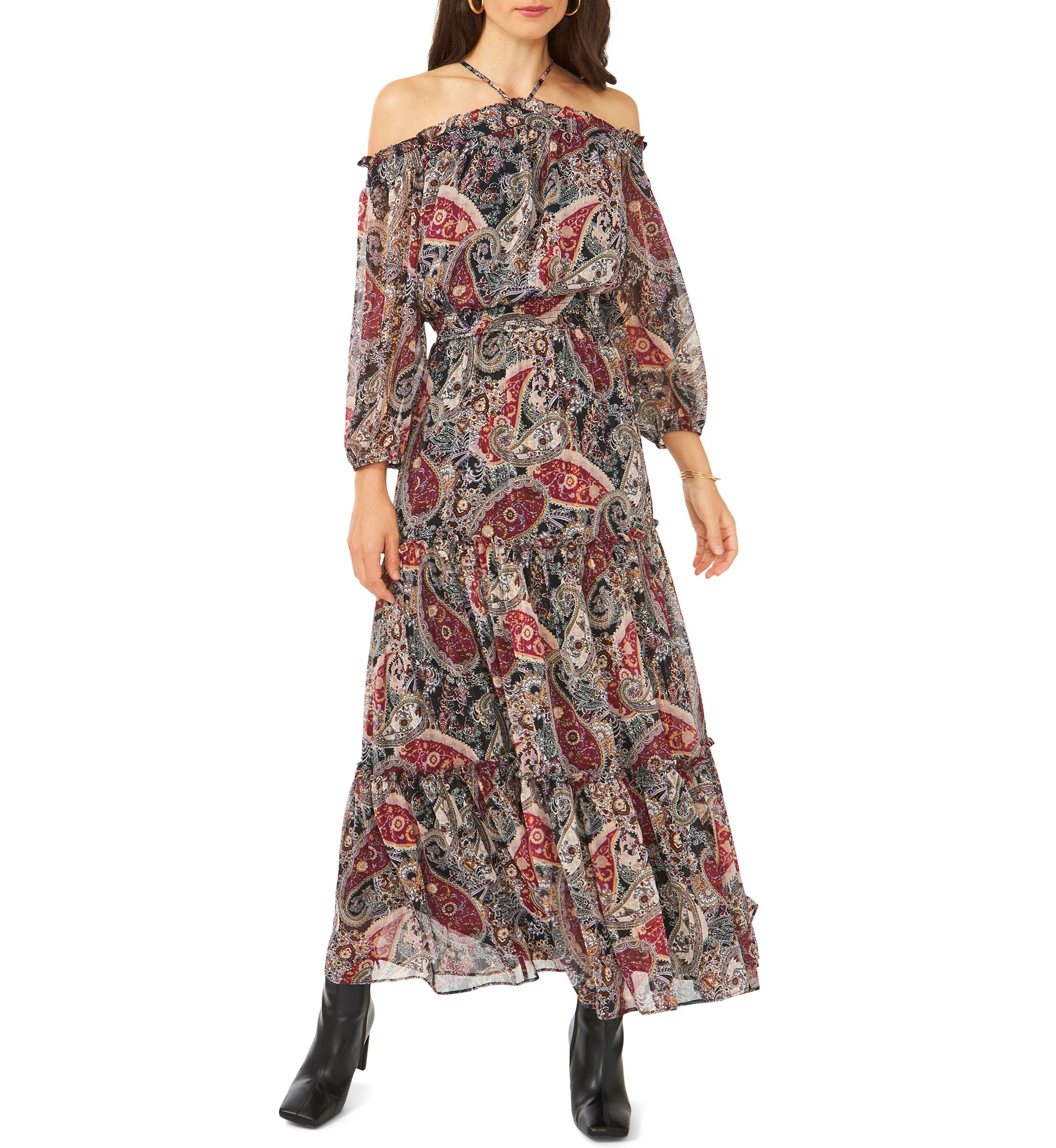Womens Halter Maxi Dress with Smocked Waist