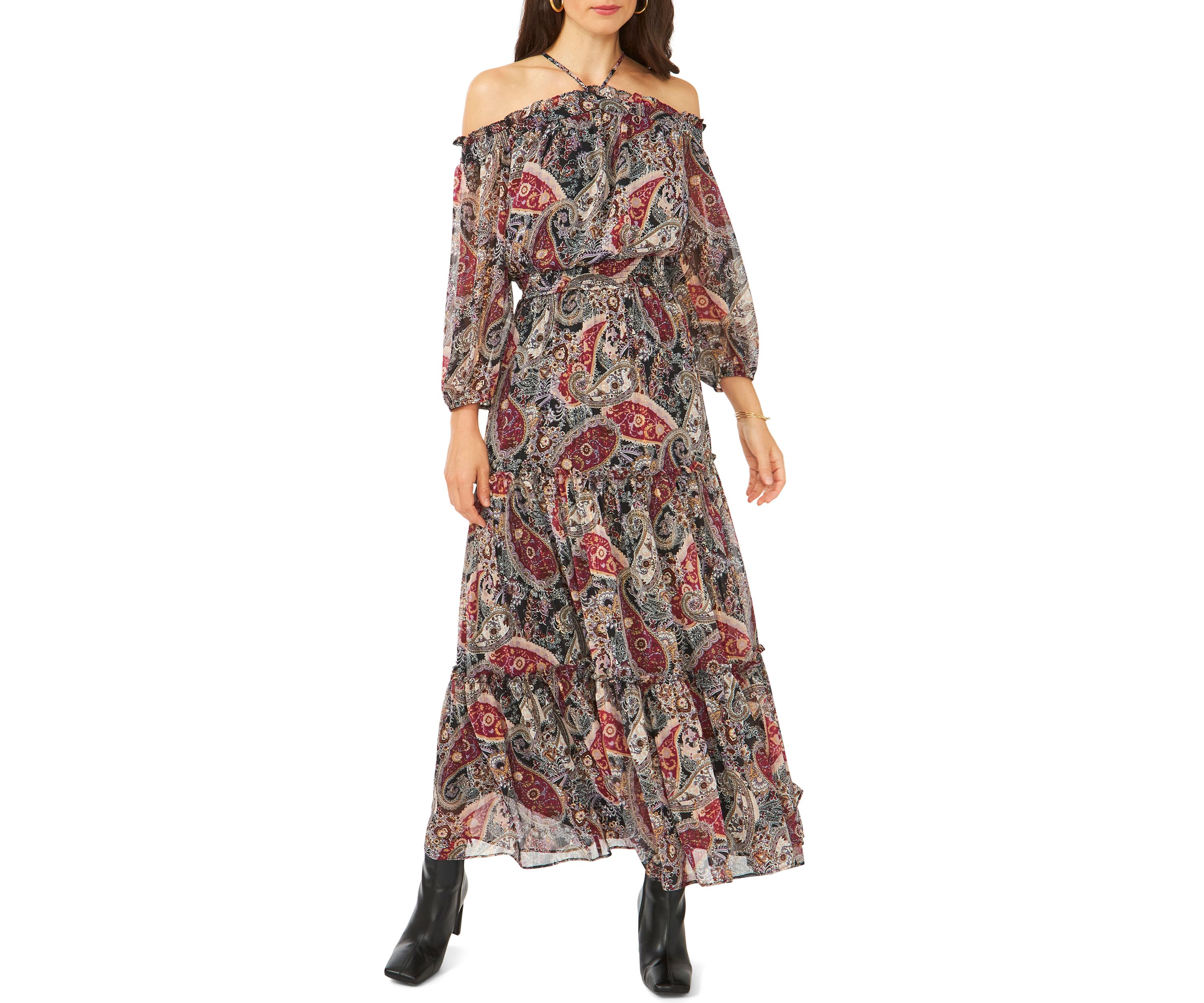Womens Halter Maxi Dress with Smocked Waist