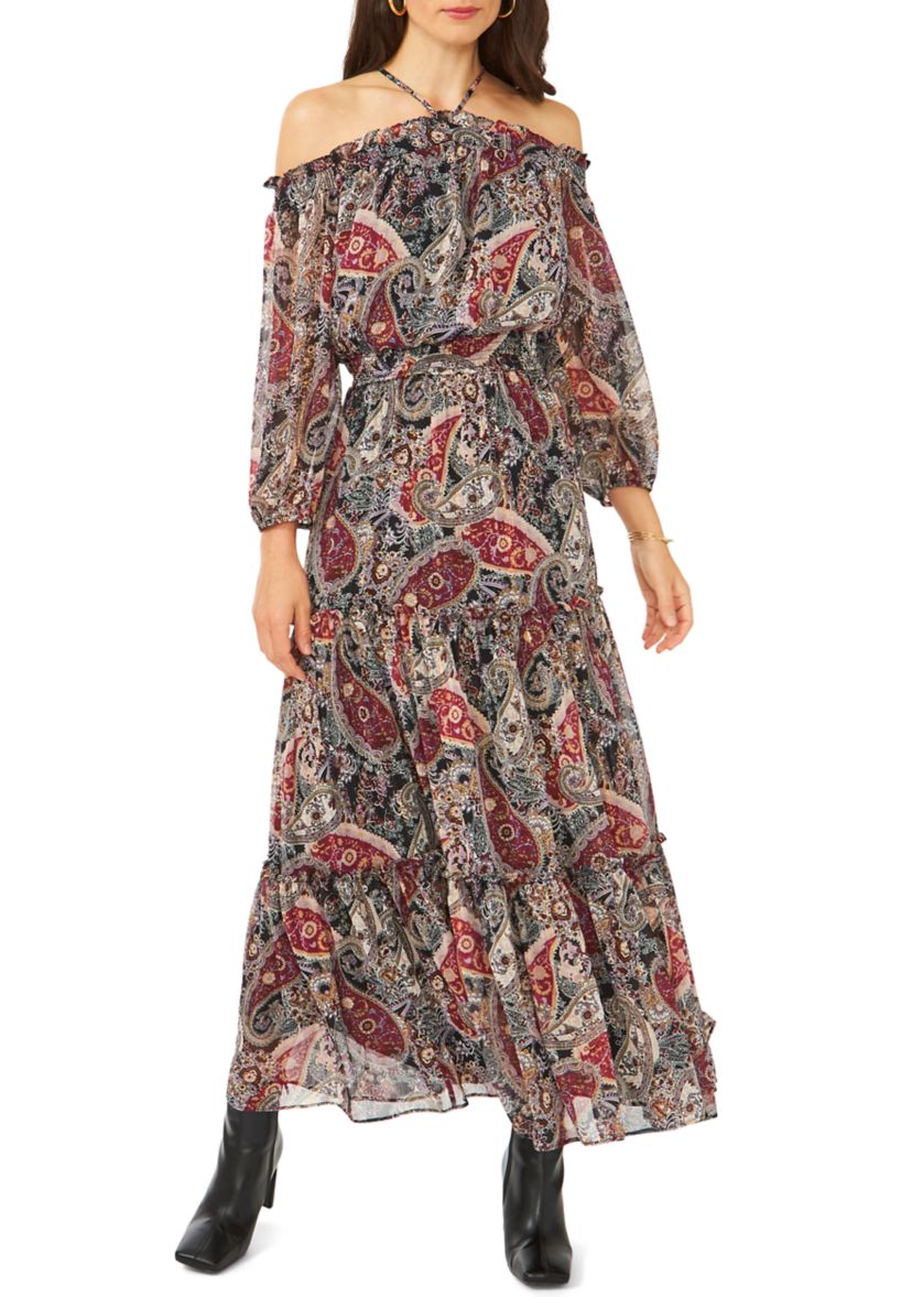 Womens Halter Maxi Dress with Smocked Waist