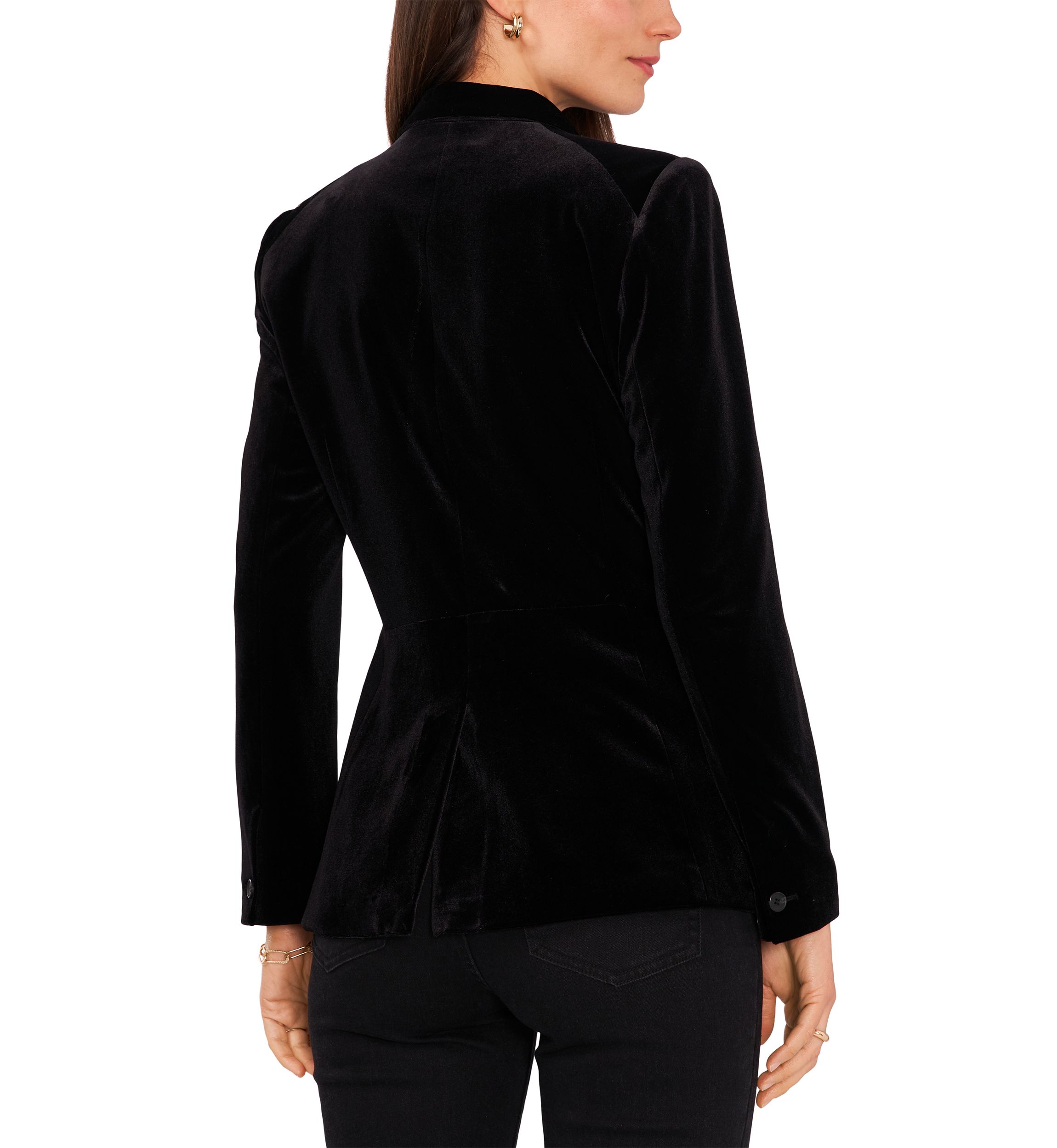 Womens Classic Velvet One-Button Blazer