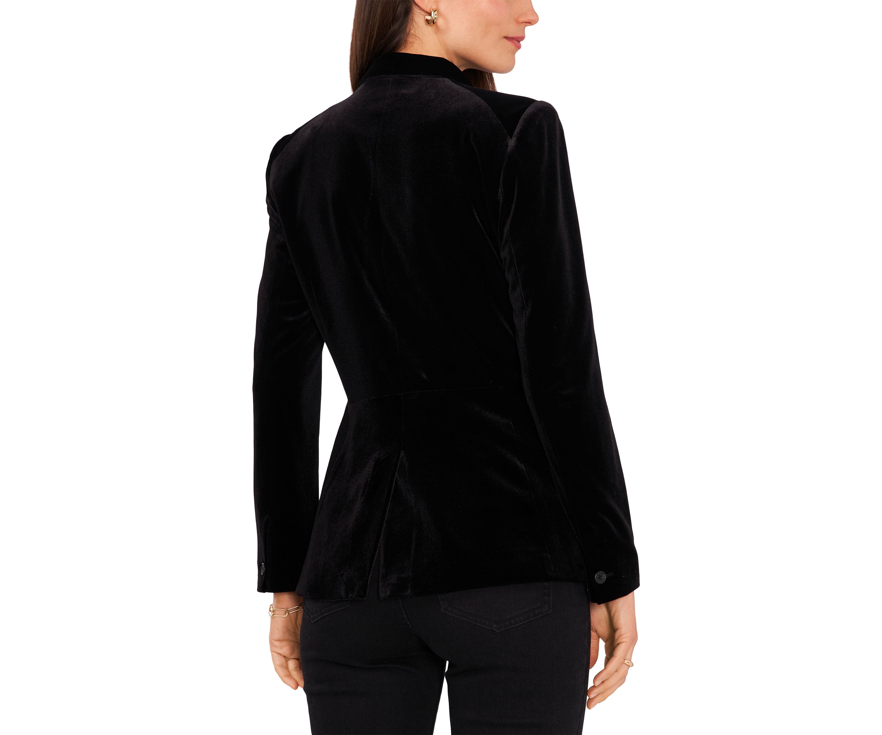 Womens Classic Velvet One-Button Blazer