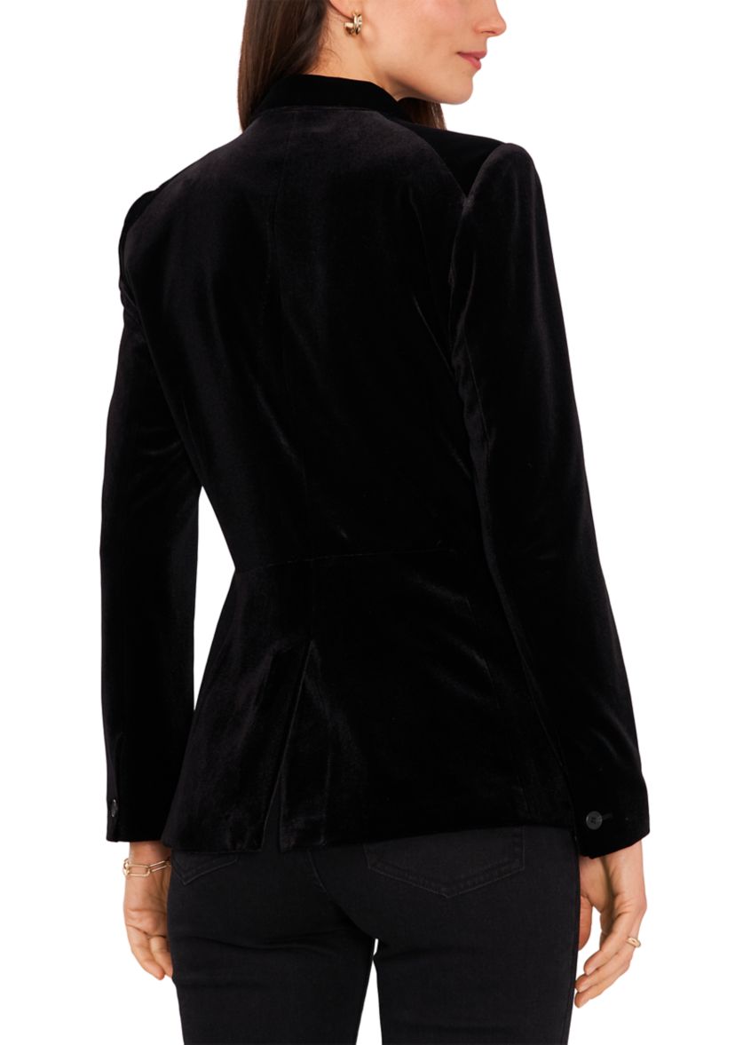 Womens Classic Velvet One-Button Blazer