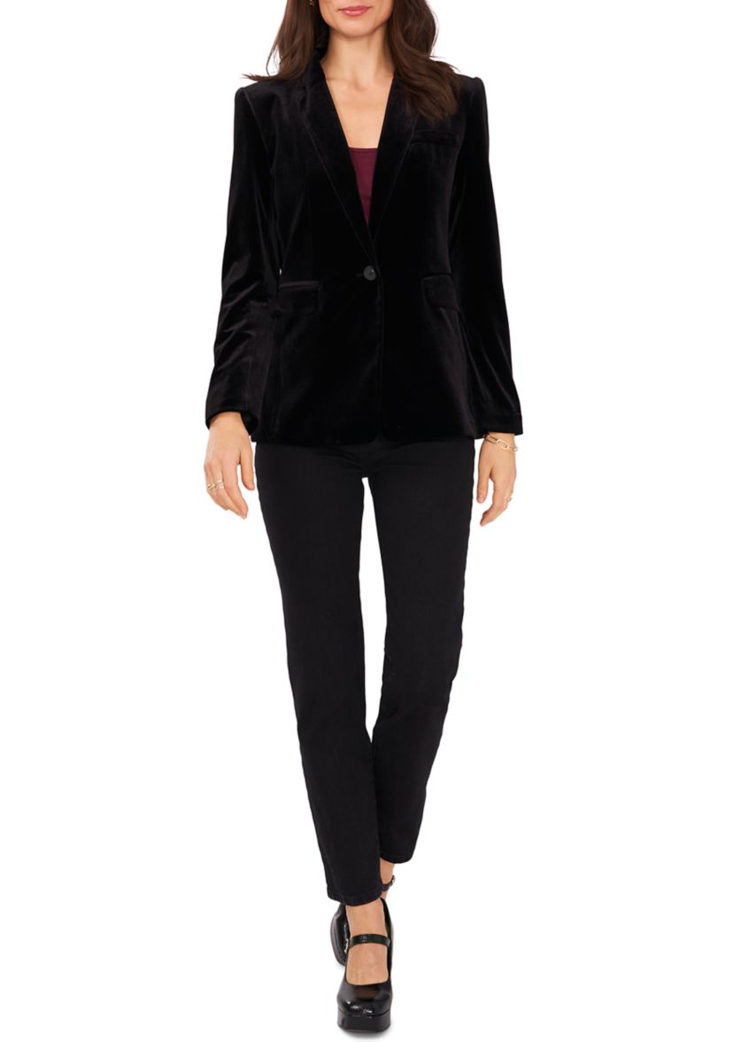 Womens Classic Velvet One-Button Blazer